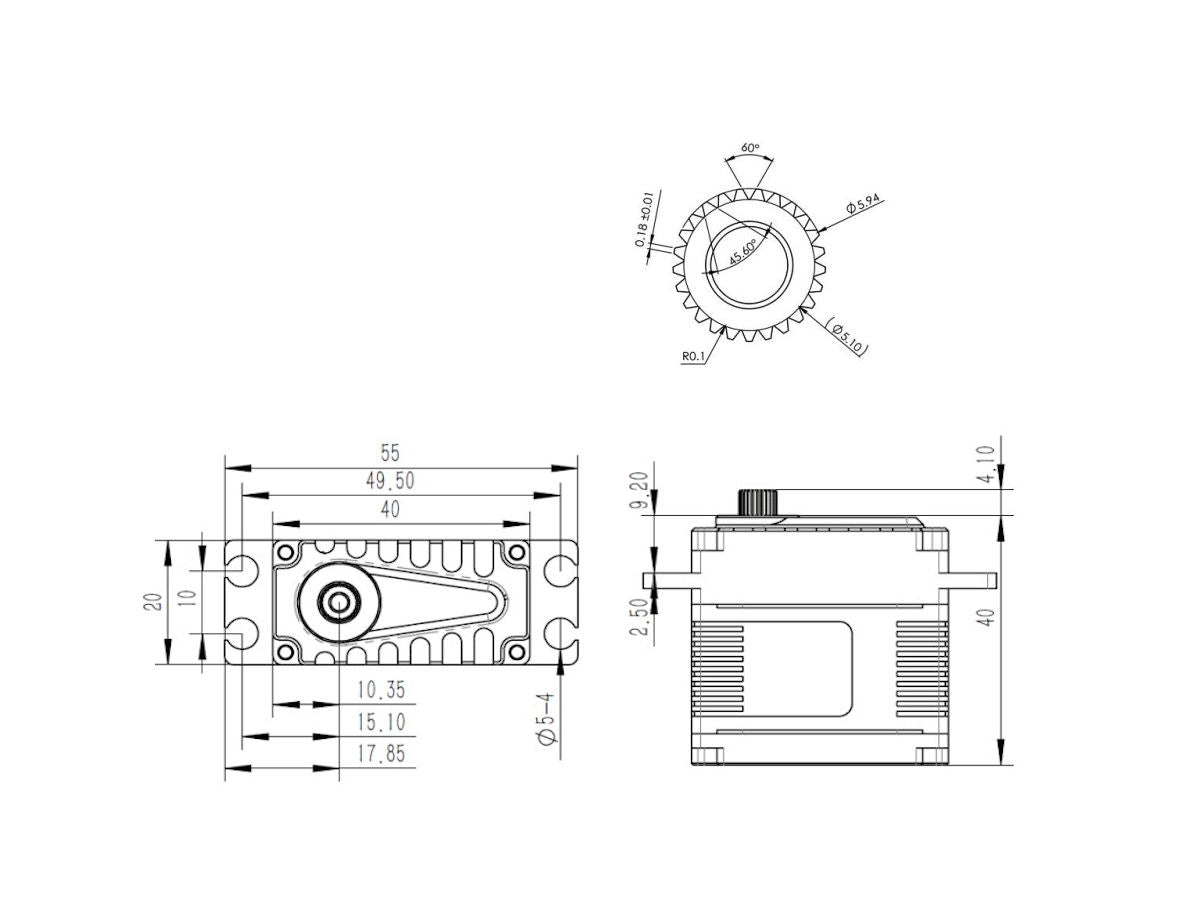 Servo KST, X20-2208 V8 HLS, Brushless-Heliservo, 40x20x40mm, 72g, bis 255Ncm