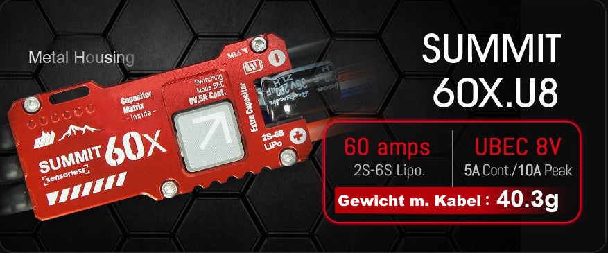 Dualsky Summit 60A Brushless Regler, 2S-6S Lipo UBEC 8V/5A #42258