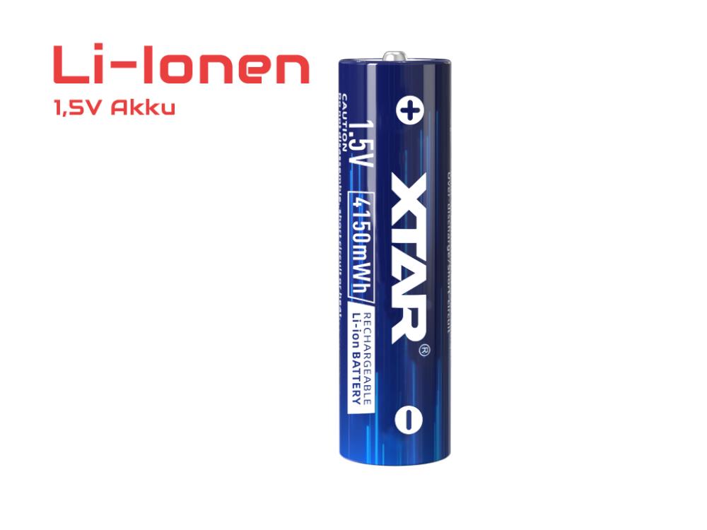 Mignon AA 1.5V Lithium-Ionen-Akku, ca. 2500mAh, wiederaufladbar