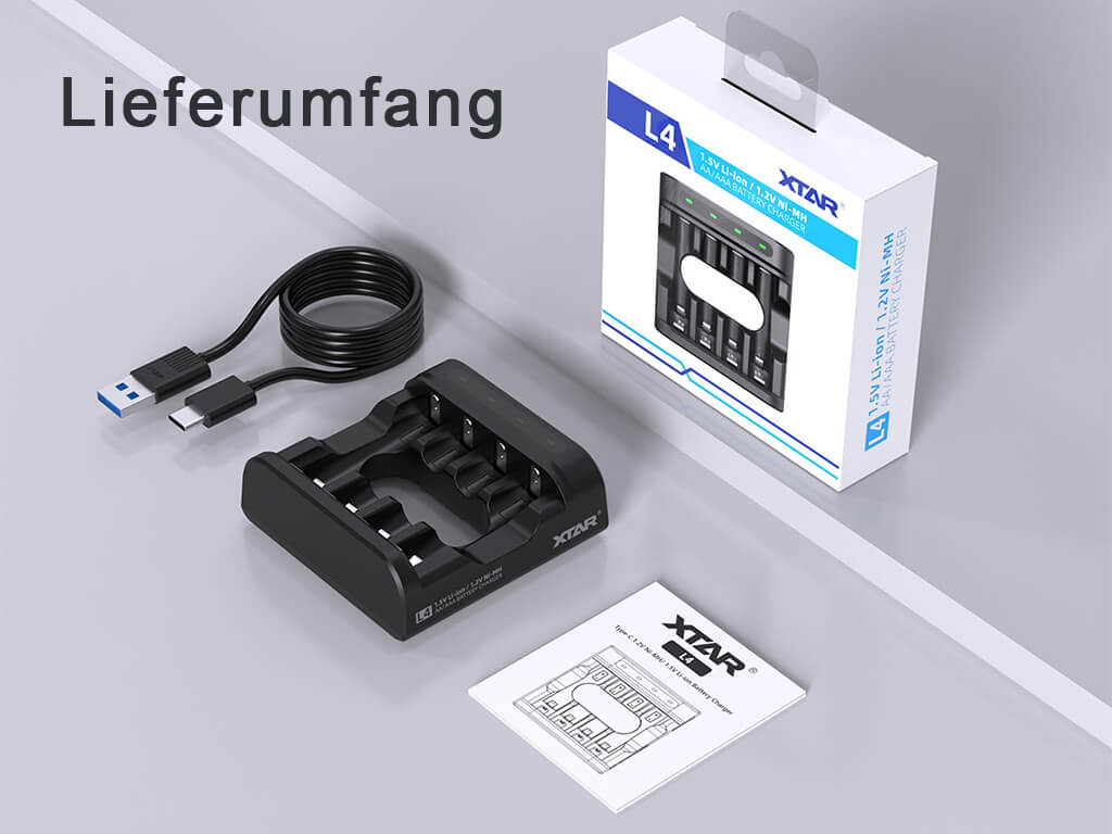 4-Bay Charger for 1.5V AA/AAA Li-ion and NiMH/NiCd Batteries