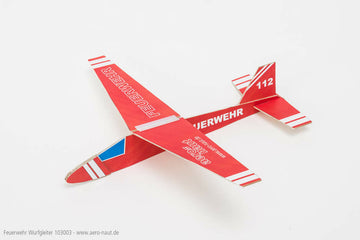 Fire Department P&F Hand Launch Glider, Span 340mm, Kit, Aeronaut # 103003