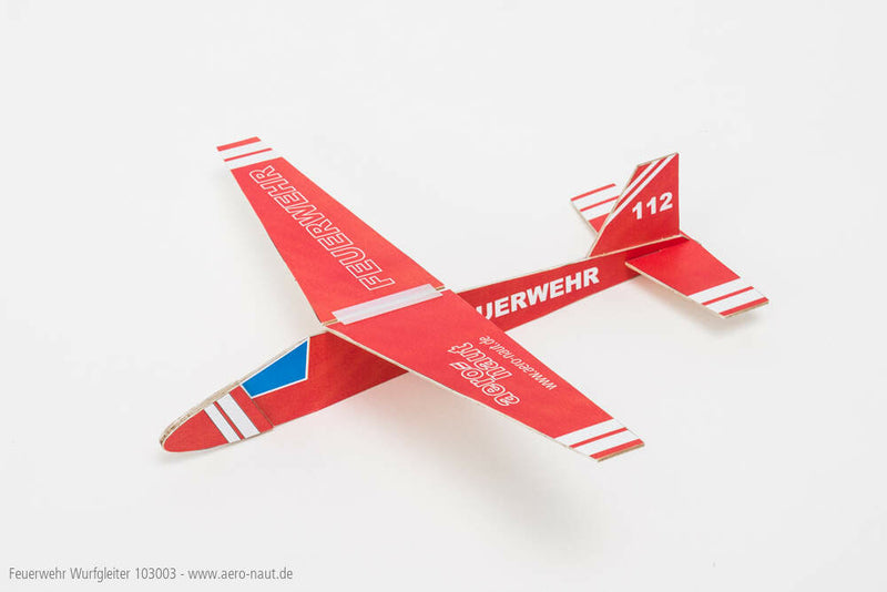 Fire Department P&F Hand Launch Glider, Span 340mm, Kit, Aeronaut # 103003