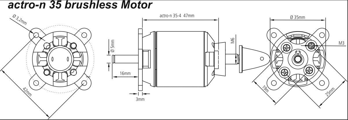 actro-N 35-4-790 brushless Motor, ø35x48mm, 790kv, 5mm Welle, 159g