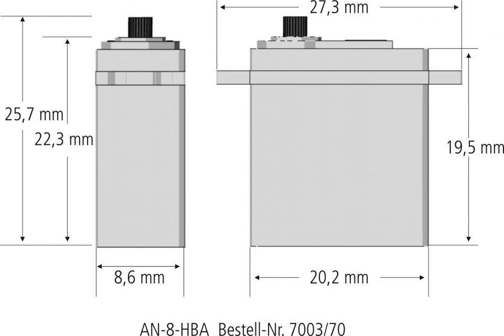 Servo AN-8-HBA+, 20x8x22 mm, 3.7g, 5.5Ncm, Aeronaut 700370