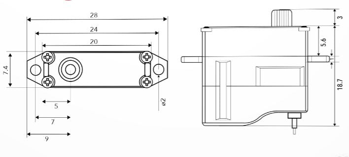 Servo Chaservo DS06, 20x7.4x18.7mm, 6g, 18Ncm@8.4V