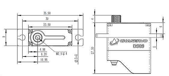 Servo Chaservo DS09, 23.5x9x27.5mm, 13.5g, 90Ncm@8.4V