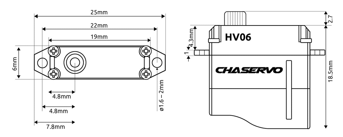 Servo Chaservo HV06, 19x6x18.5mm, 6.1g, 24Ncm@8.4V