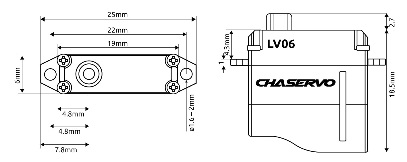 Servo Chaservo LV06, 19x6x18.5mm, 6.1g, 17Ncm@5.0V