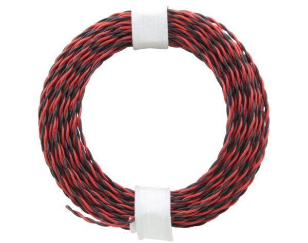 Twin wire red/black, 2x 0.04 mm², 10m roll, Donau Elektronik # 210-10