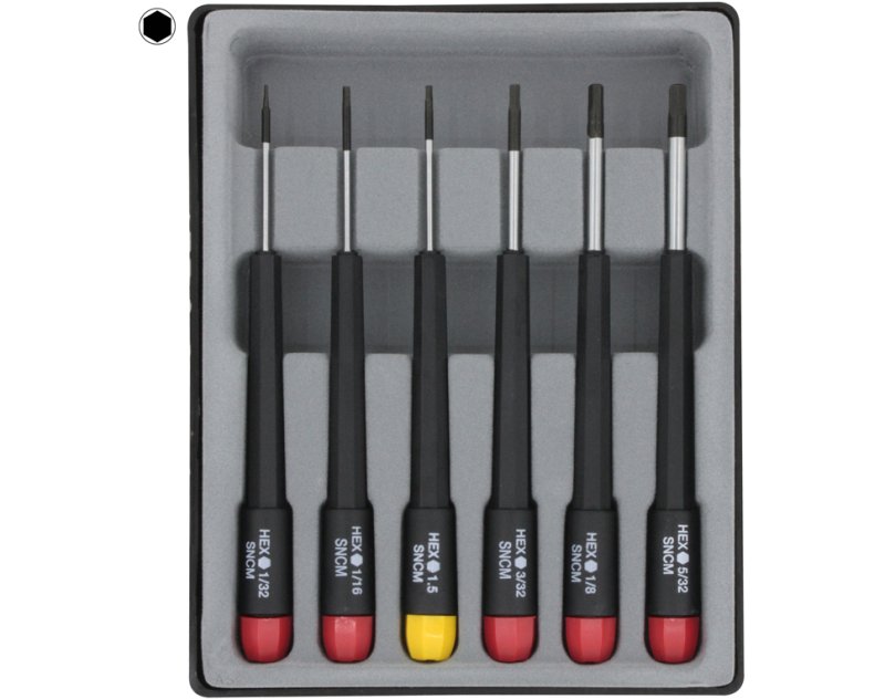 Sechskantschraubendreher-Set Zoll" 1/32" 1/16" 3/32" 1/8" 5/32" 1,5mm, # 280-62"