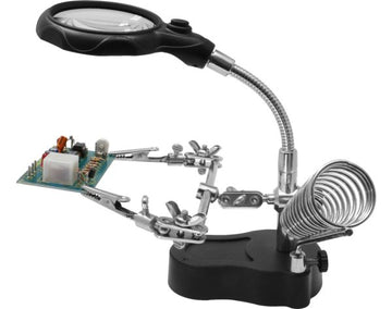 Helping-Hand mit LED, Lupe u. Lötkolbenablage, Donau-Elektronik, # HH3