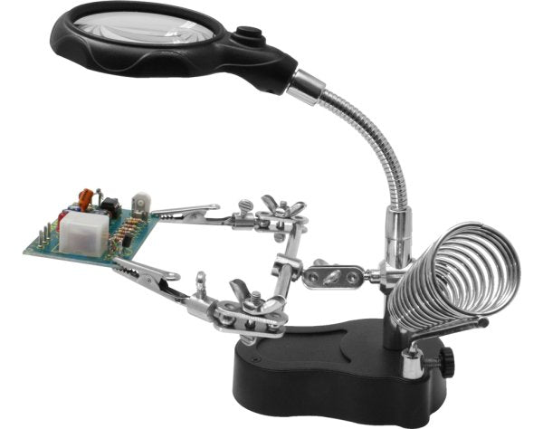 Helping-Hand mit LED, Lupe u. Lötkolbenablage, Donau-Elektronik, # HH3