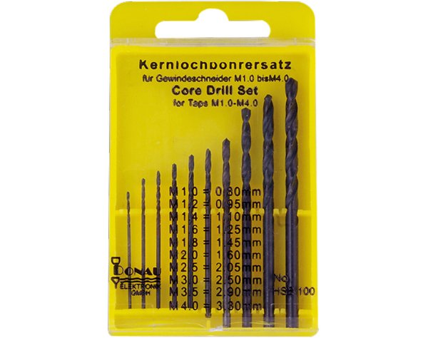 HSS-Kernlochbohrersatz, 10-tlg., M1- M4, Donau-Elektronik, # HSS100