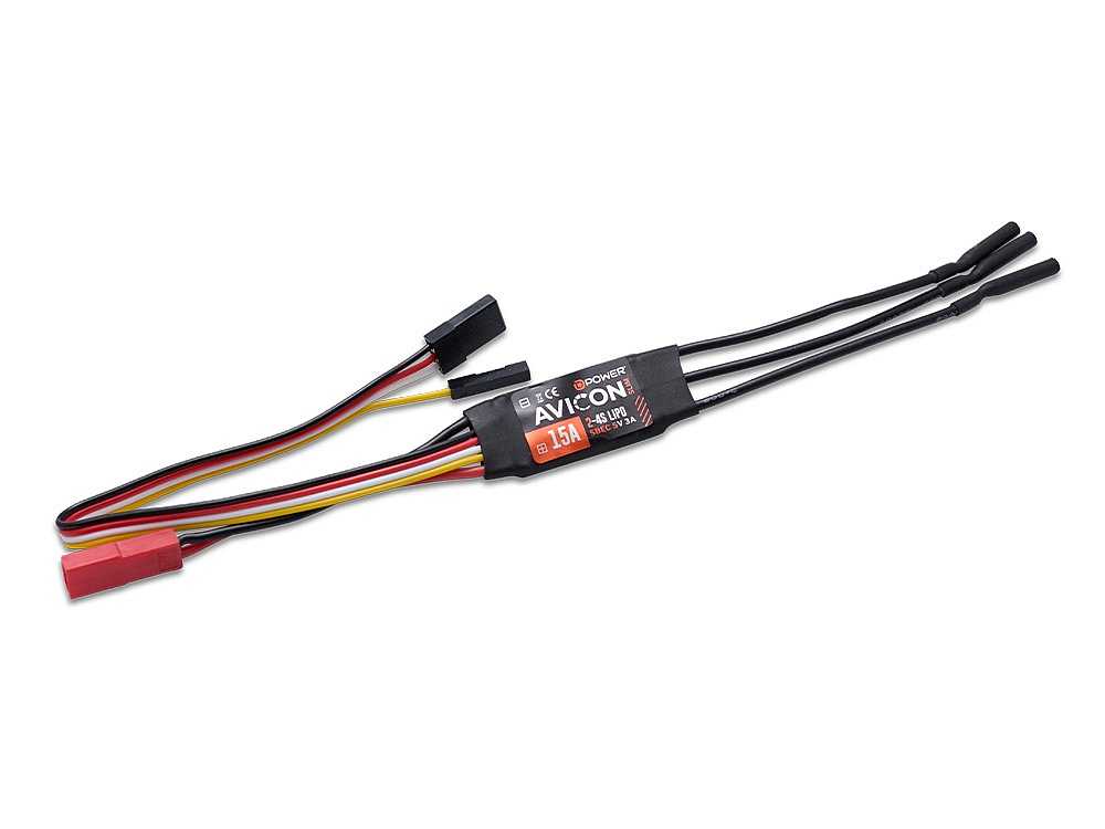 Brushless Regler AVICON, 15A-SLIM, 2 - 4S, 5 - 6V / 3A S-BEC, D-Power # AC015S