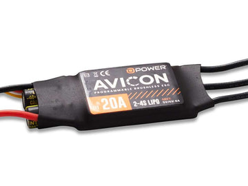 Brushless Regler AVICON, 20A, 2 - 4S, 5.0 - 6.0V / 4A S-BEC, D-Power # AC020