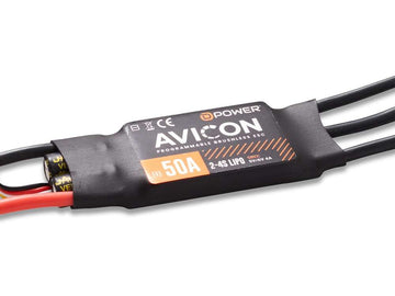 Brushless Controller AVICON, 50A, 2 - 4S, 5.0 - 6.0V / 4A S-BEC, D-Power # AC050