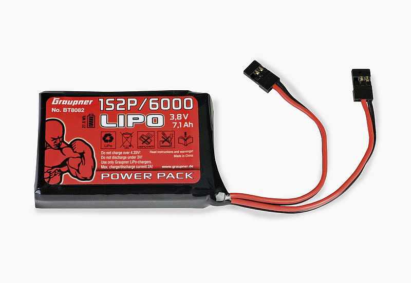 Senderakku Graupner LiPo 6000 (1S2P), 71x47x18mm, D-Power # BT8082