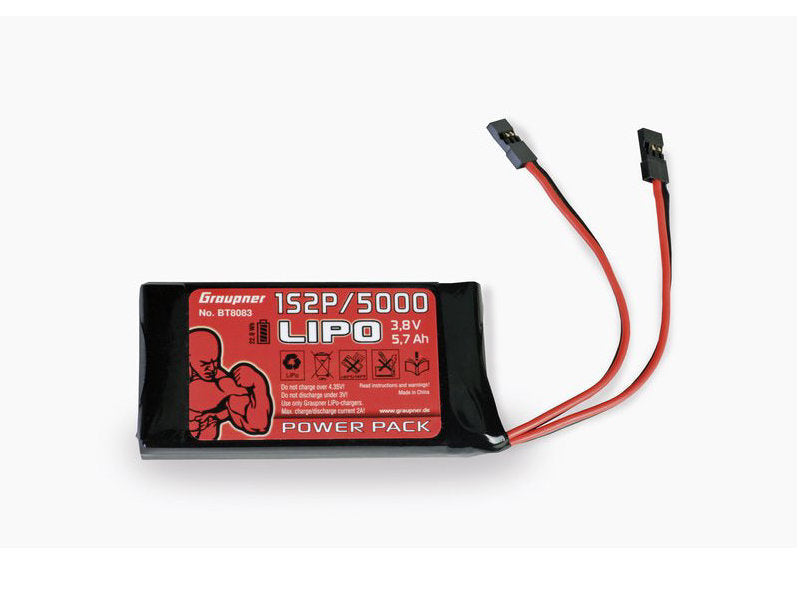 Transmitter battery Graupner LiPo 5000 (3.8V), 84x43x13mm, D-Power # BT8083