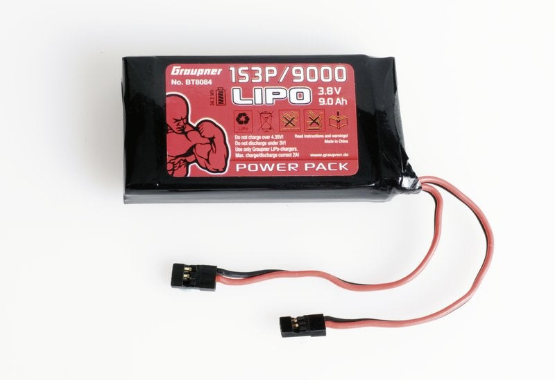 Senderakku LiPo, 1S3P, 9000mAh, 90x47x16 mm, D-Power # BT8084