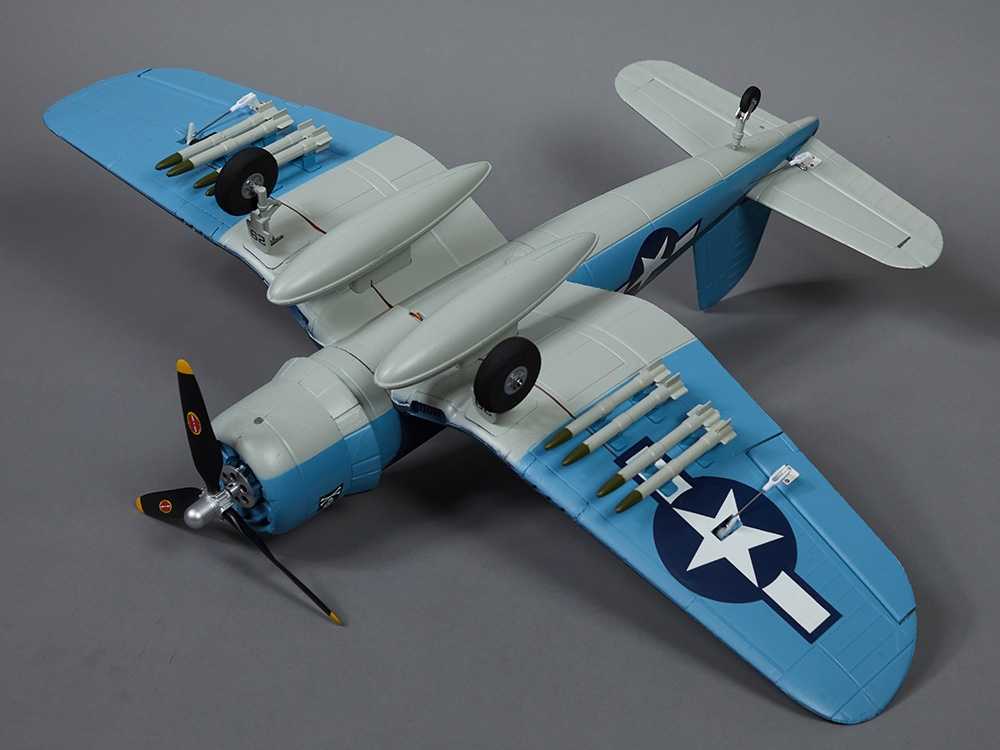 DERBEE F4U Corsair, BLAU, PNP, Warbird, Spw. 750mm, D-Power # DB001PB