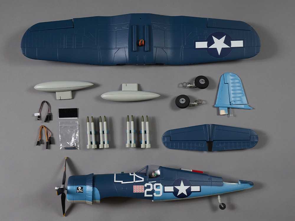 DERBEE F4U Corsair, BLAU, PNP, Warbird, Spw. 750mm, D-Power # DB001PB