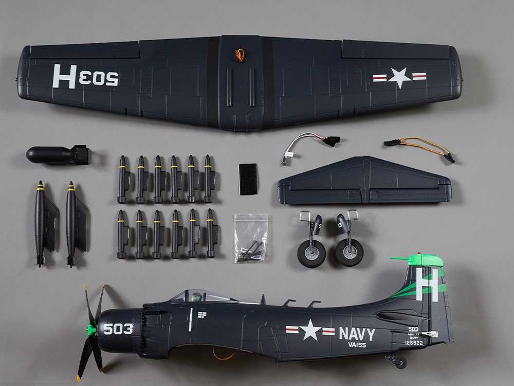 DERBEE A1 Skyraider, BLAU, PNP, Warbird, Spw. 800mm, D-Power # DB005PB