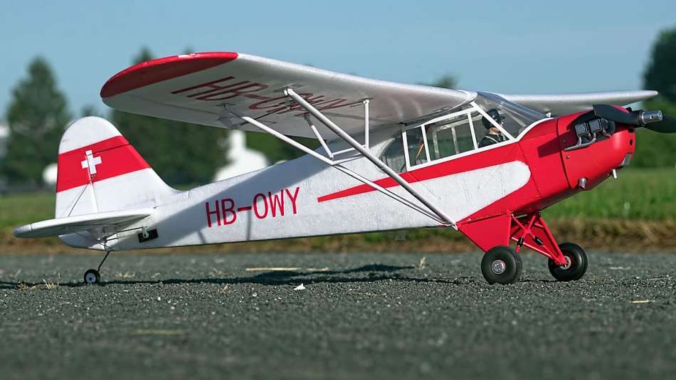 FMS Piper J3 Cub, V4, PNP, Spw. 1400mm, mit Reflex-Kreisel und Schwimmerset