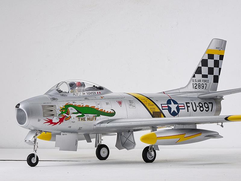 FMS F-86 The Huff Jet EDF 80 PNP silber-gelb, Spw. 1220mm, D-Power # FMS143PSL