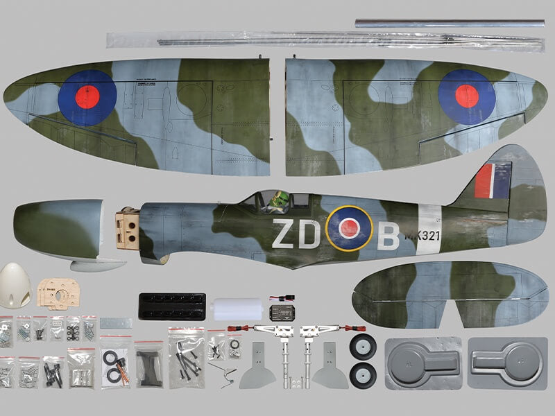 Spitfire MK2, wingspan 140cm, electric retracts, for electric or glow engine, # PH225