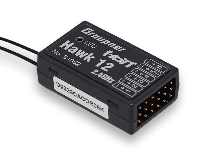 Receiver Graupner Hawk 12, 2.4GHz HoTT, 3-Axis Gyro, Vario (6-Channel), # S1052
