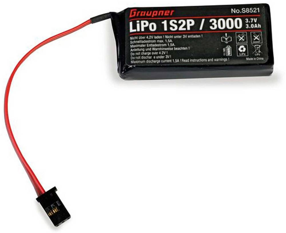 Senderakku LiPo 1S2P/3000 TX 3,7V für MZ-12, D-Power # S8521