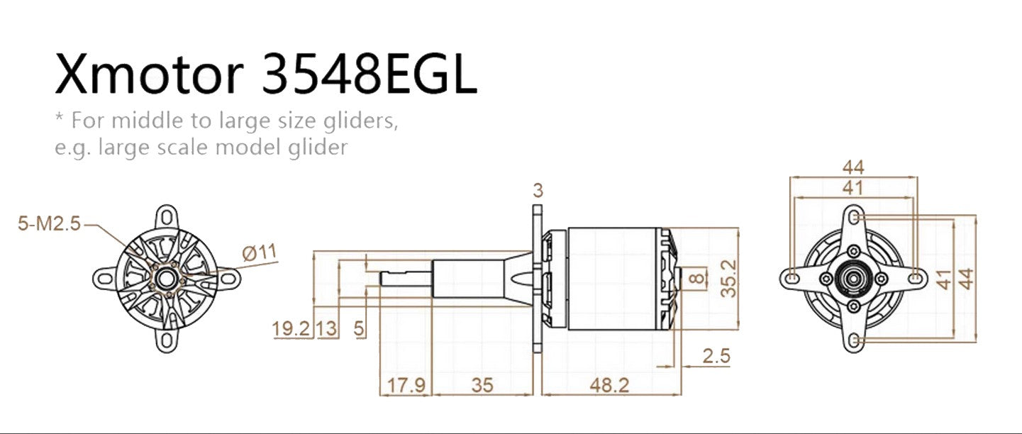 Dualsky XM3548EGL-9 Glider, 820kV, 200g #52068