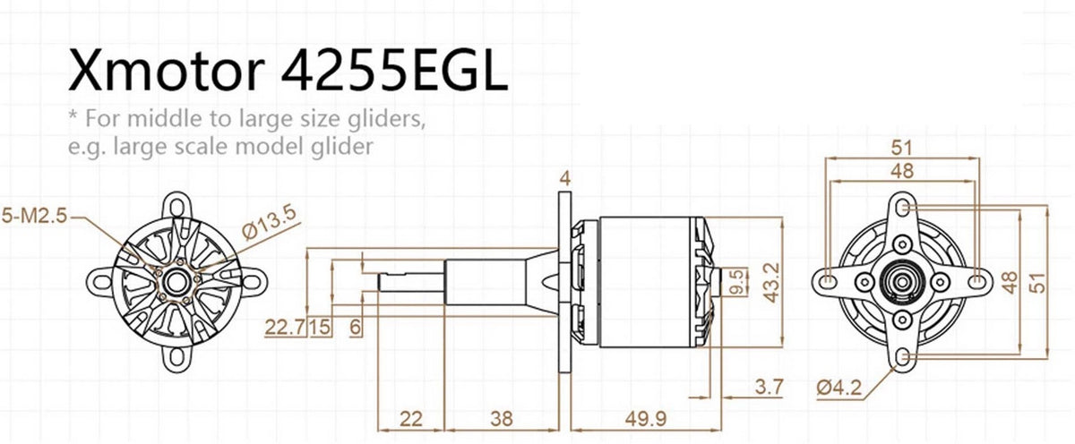 Dualsky XM4255EGL-10 Glider, 620kV, 300g #52069