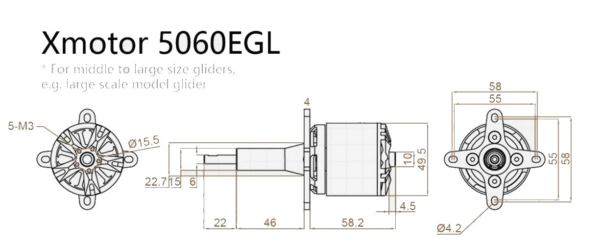 Dualsky XM5060EGL-12 Glider, 400kV, 435g #52070
