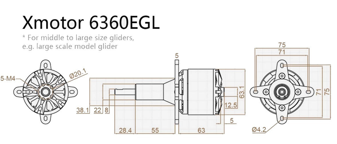 Dualsky XM6360EGL-19 Glider, 220kV, 725g #52071