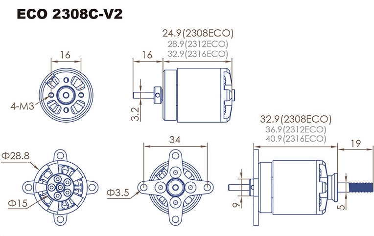 Dualsky ECO 2308C-V2, 1500kV, 47g #51645