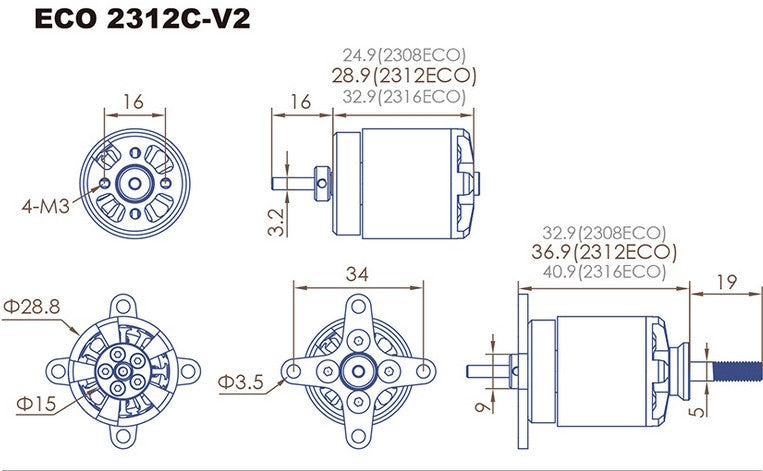 Dualsky ECO 2312C-V2, 840kV, 58g #51651