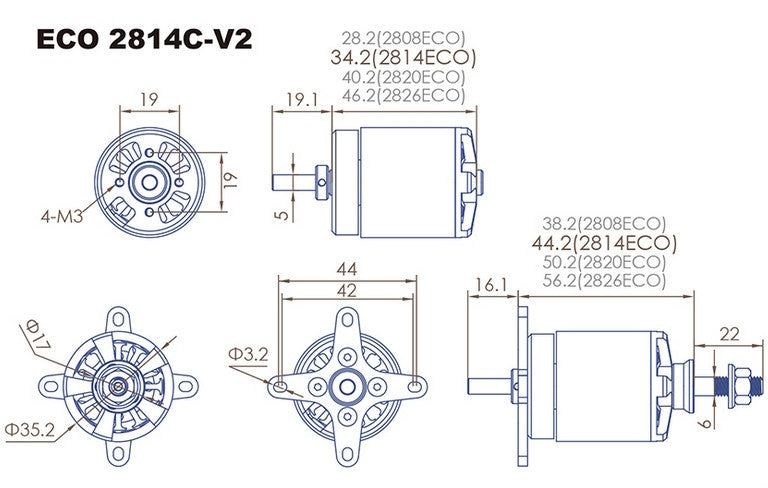 Dualsky ECO 2814C-V2, 970kV, 105g #51661