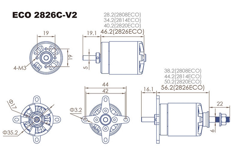 Dualsky ECO 2826C-V2, 850kV, 167g #51667