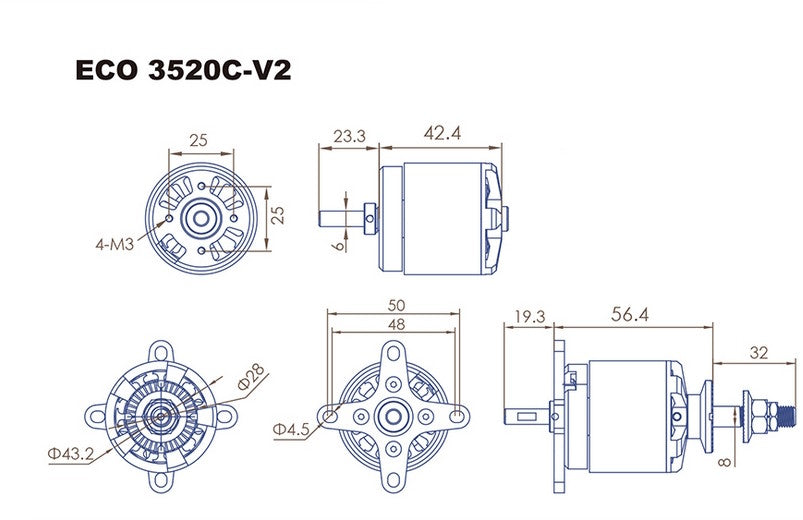 Dualsky ECO 3520C-V2, 820kV, 210g #51670