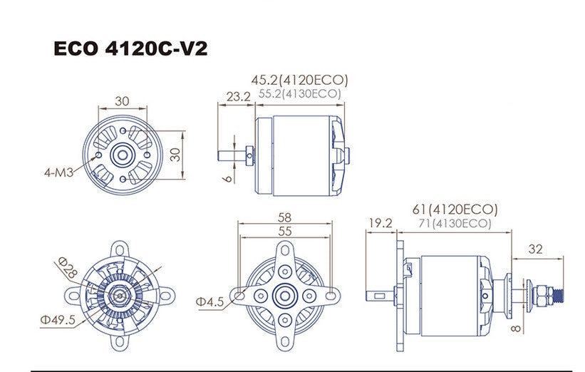 Dualsky ECO 4120C-V2, 350kV, 280g #51676