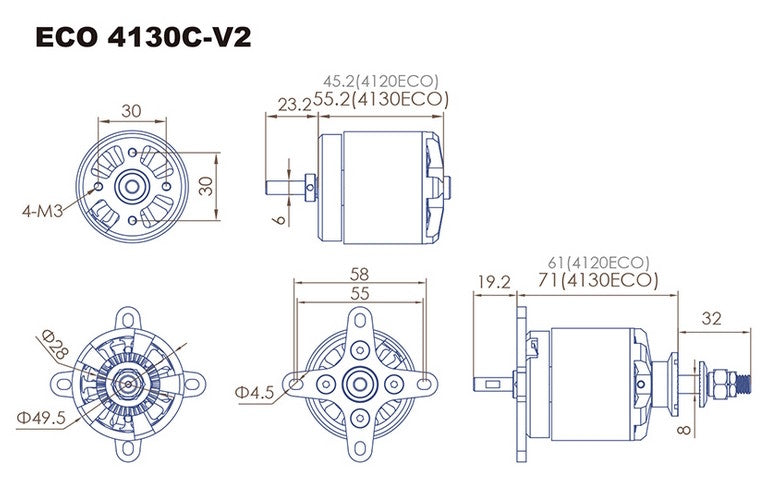 Dualsky ECO 4130C-V2, 375kV, 380g #51678