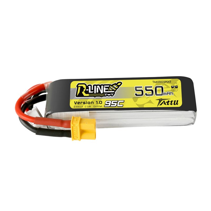 TATTU-LiPo-Akku, R-LINE, 2S/550mAh, 7.4V, 95C, 63x18x15mm, 32g