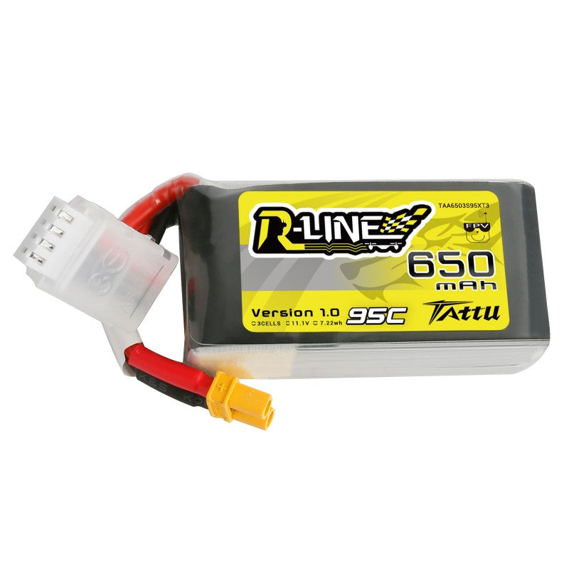 TATTU-LiPo-Akku, R-LINE, 3S/650mAh, 11.1V, 95C, 60x31x19mm, 60g