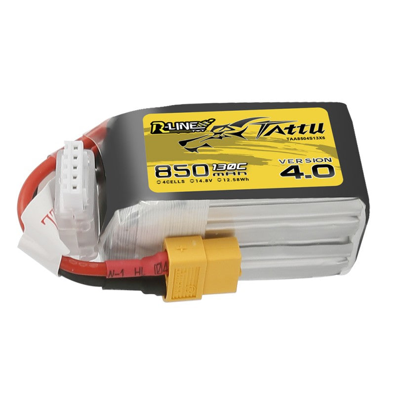 TATTU-LiPo-Akku, R-LINE, 4S/850mAh, 14.8V, 130C, 58x29x30mm, 102g
