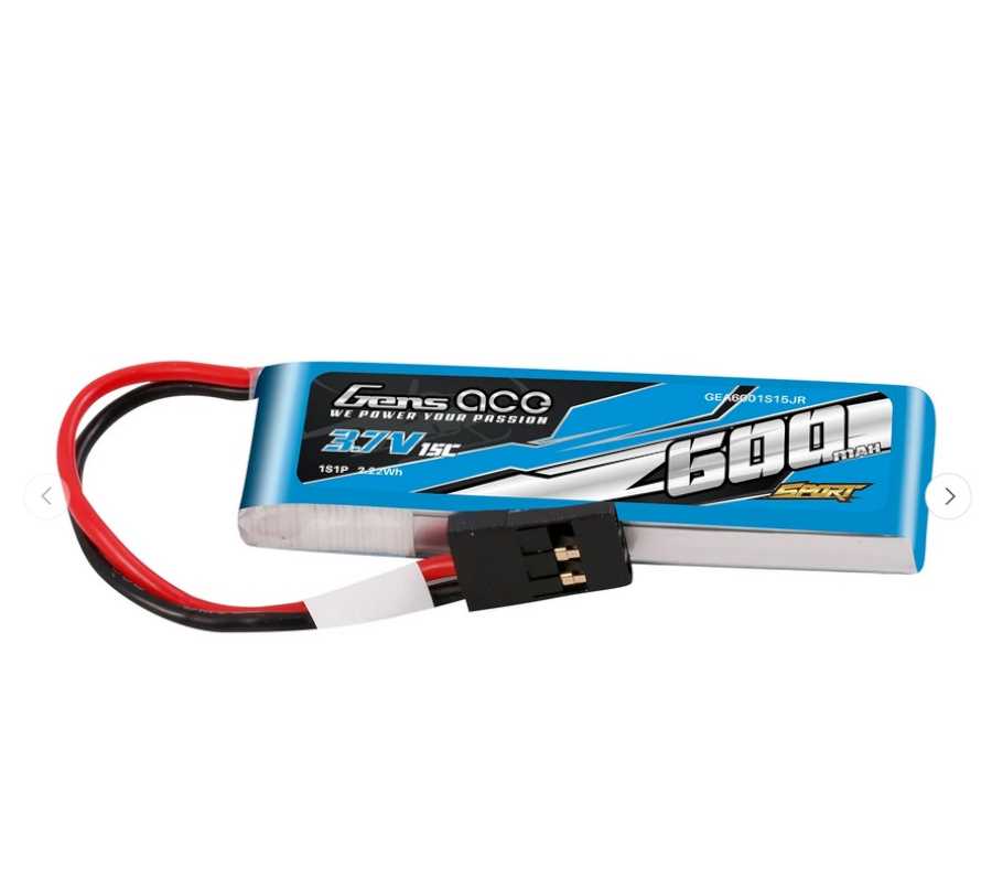 Gens Ace-LiPo-Akku, 1S/600mAh, 3.7V, 15C, 58x18x8mm, 15g, UNI-STECKER