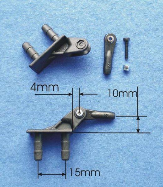 Gabelruderhorn 5/10mm mit Kugelgelenk M2, carbonverstärkt, VE 1 Stück, # 992708