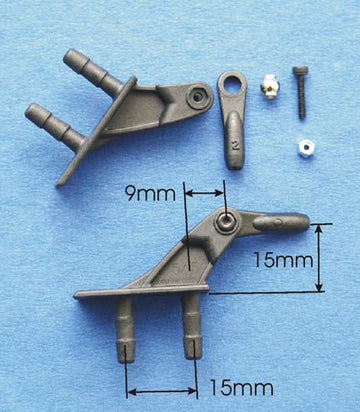 Forked Control Horn 15mm with Ball Joint M2, PU 1 piece, carbon reinforced, # 992709