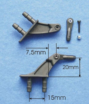 Gabelruderhorn 5/20mm mit Kugelgelenk M2, carbonverstärkt, VE 1 Stück, # 992710