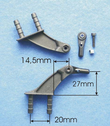 Gabelruderhorn 27mm mit Kugelgelenk M3, carbonverstärkt, VE 1 Stück, # 992712
